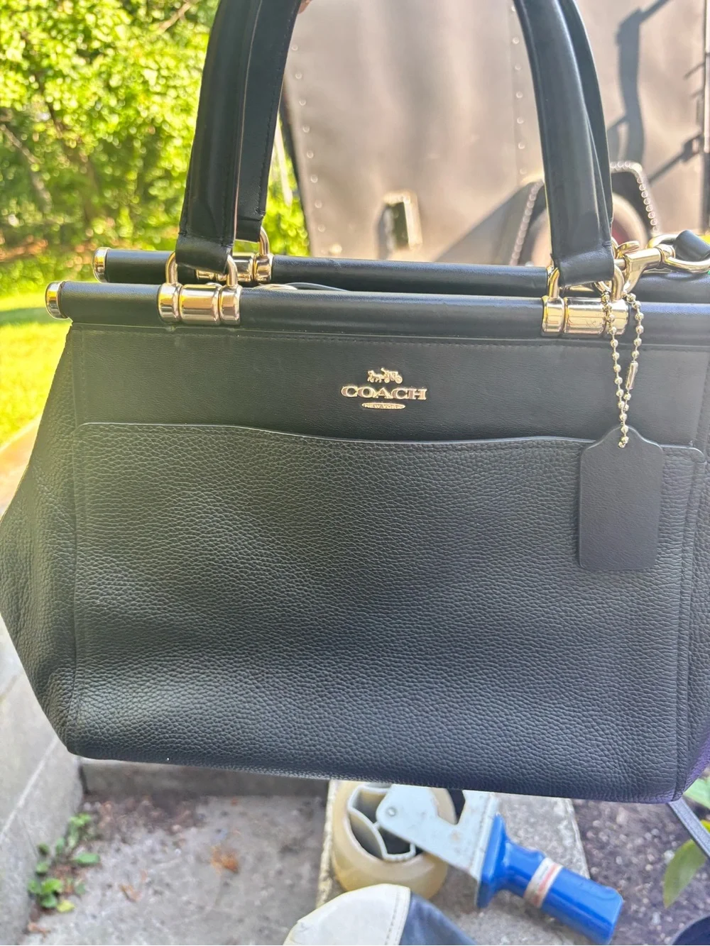 kate spade Black Leather Crossbody  bag with Wallet with Pink and Blue Accents.